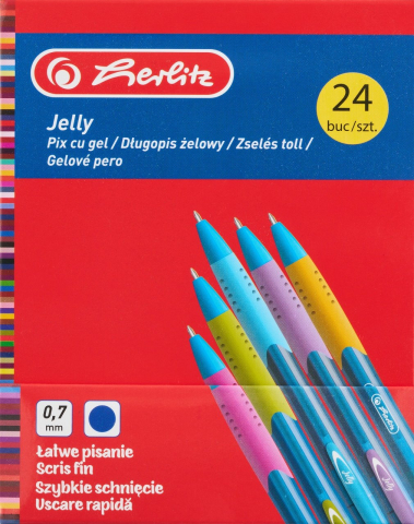 Pix cu gel Herlitz Jelly 0.7 mm culoare scriere albastru diverse culori [2]