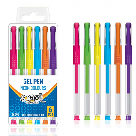 Rechizite școlare - Pix cu gel culori neon 6/set S Cool Collection