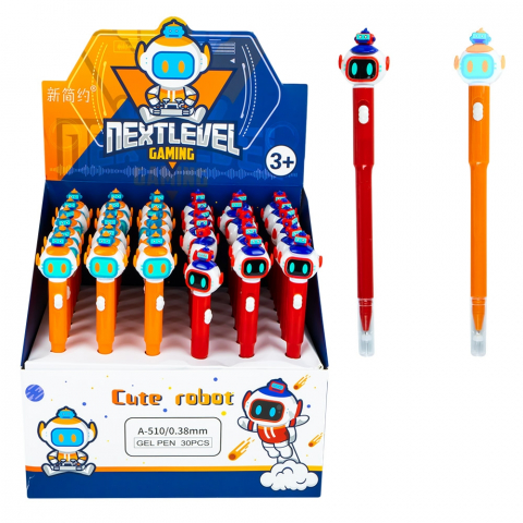Promoții de Toamnă - Pix cu gel 0.38 mm albastru Robot cu led