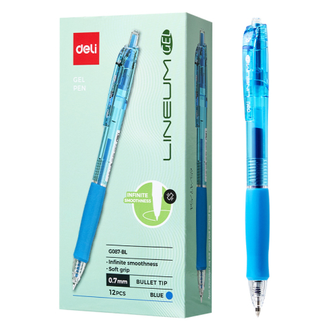 Rechizite școlare - Pix cu gel si mecanism 0.7 mm albastru Lineum Deli