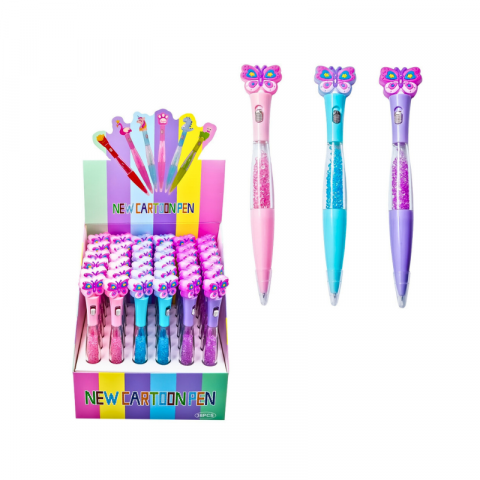 Rechizite școlare - Pix cu led Floare diverse culori fete