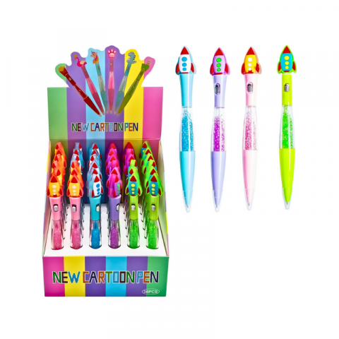 Rechizite școlare - Pix cu led Racheta diverse culori