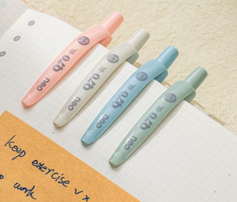 Pix cu mecanism 0.7 mm mina albastra culori pastel Deli [4]