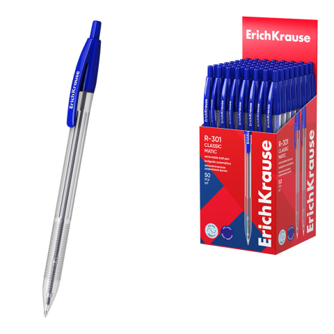 Birotică și accesorii birou - Pix cu mecanism Erich Krause R-301 Matic Classic 1.0 albastru