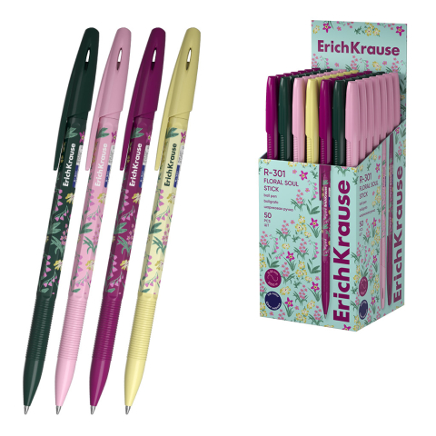 Noutăți Librăria Compas - Pix ErichKrause R-301 Stick Floral Soul 0.7 mina albastra