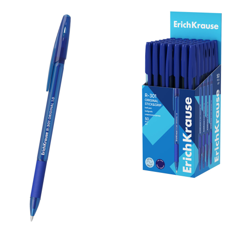 Noutăți Librăria Compas - Pix ErichKrause R-301 Stick&Grip Original 1 mm mina albastra
