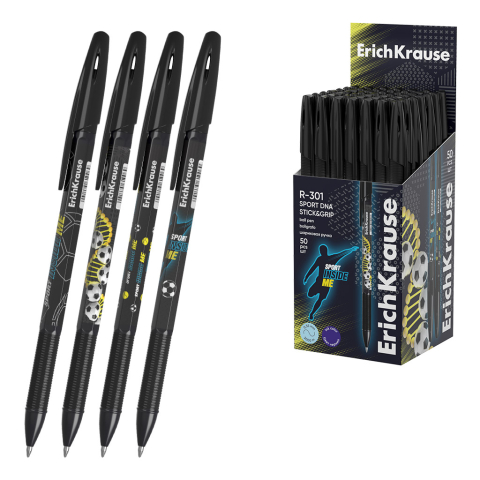 Noutăți Librăria Compas - Pix ErichKrause R-301 Stick&Grip Sport DNA 0.7 mina albastra
