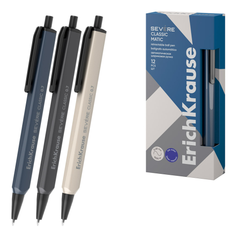 Noutăți Librăria Compas - Pix retractabil ErichKrause Severe Matic Classic 0.7 Albastru culori diferite