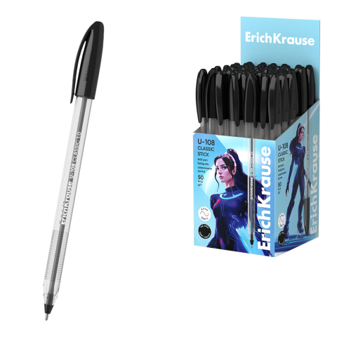 Pixuri - Pix cu bila ErichKrause U-108 Stick Classic negru 1.0 mm