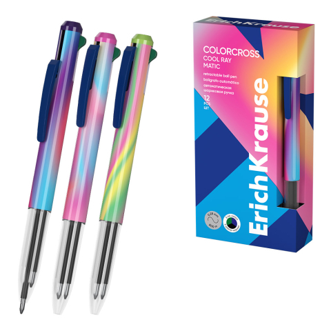 Rechizite școlare - Pix retractabil 3 in 1 ErichKrause Colorcross Matic Cool Ray 0.7 culori diferite