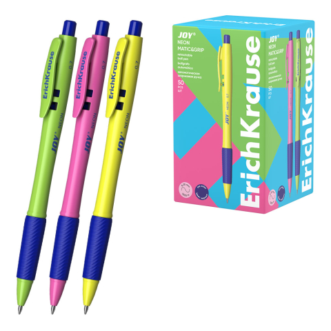 Pixuri - Pix retractabil ErichKrause JOY Matic Grip Neon 0.7 mm albastru