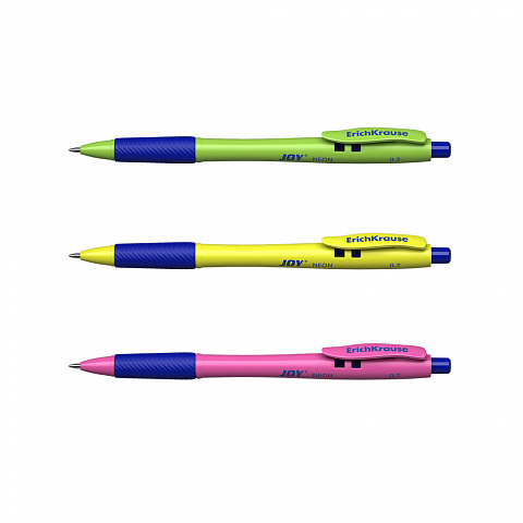 Pix retractabil ErichKrause JOY Matic Grip Neon 0.7 mm albastru [1]