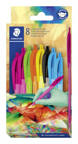 Birotică și accesorii birou - Pix stick unica folosinta varf mediu 8 buc /set Staedtler