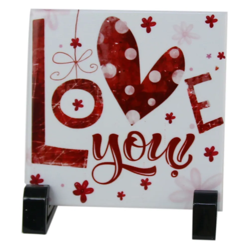 Ornamente și figurine decorative - Placa decorativa „Love You” 10x10 cm