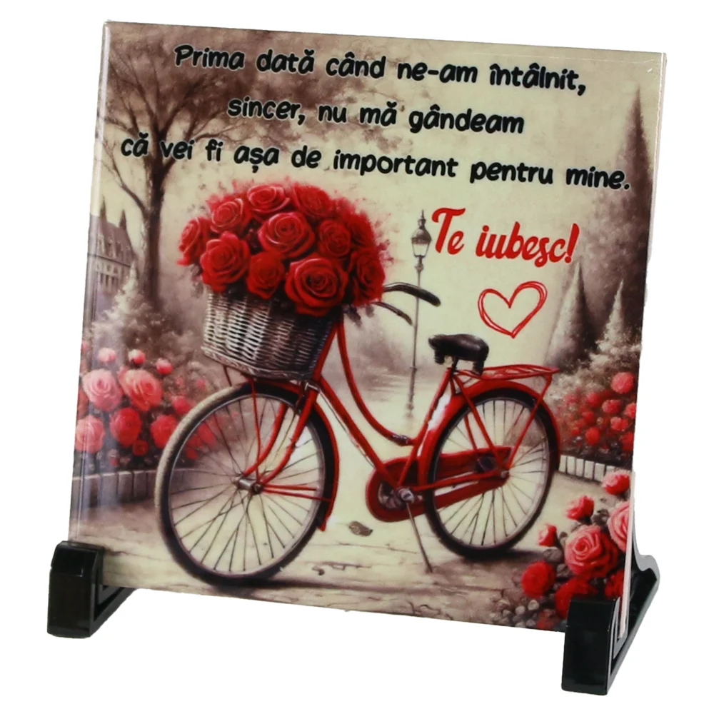 Ornamente și figurine decorative - Placa decorativa Prima data ... Te iubesc 15x15cm