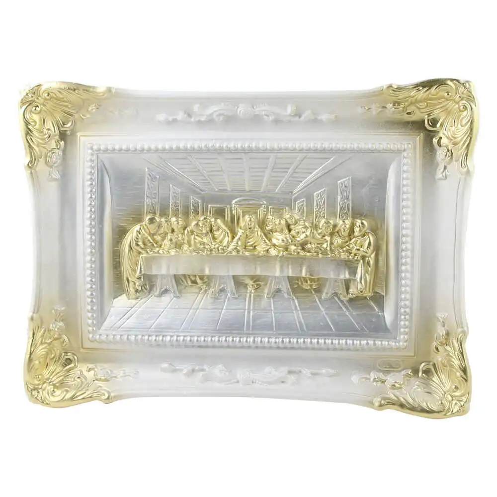 Ornamente și figurine decorative - Placheta din ipsos cu Cina cea de Taina 35x26 cm