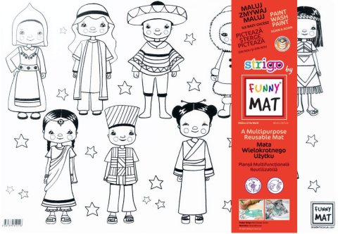 Noutăți Librăria Compas - Plansa de colorat reutilizabila Funny Mat Copiii Lumii 33.5 x 48 cm