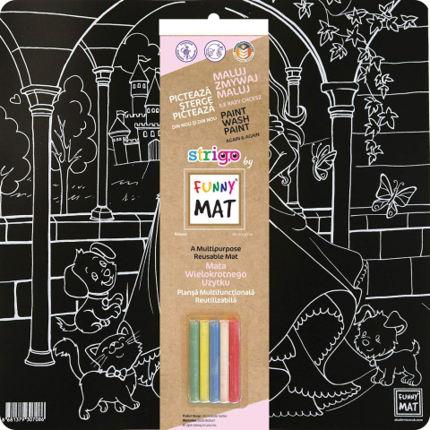 Noutăți Librăria Compas - Plansa de colorat neagra reutilizabila Funny Mat Printese 40 x 40 cm