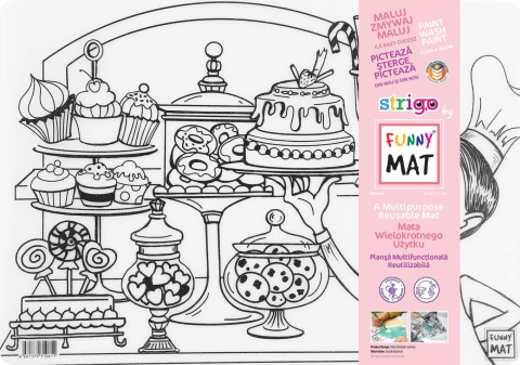 Noutăți Librăria Compas - Plansa de colorat reutilizabila Funny Mat Patiserie 33.5 x 48 cm