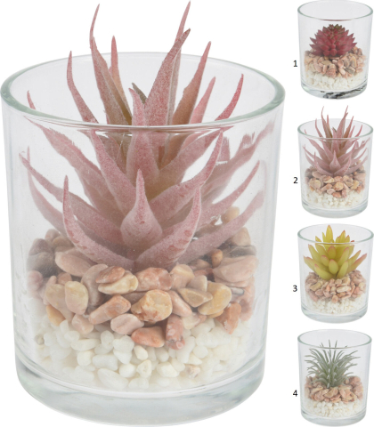Vaze decorative - Planta in ghiveci de sticla 7 x 7 x 10 cm modele diferite