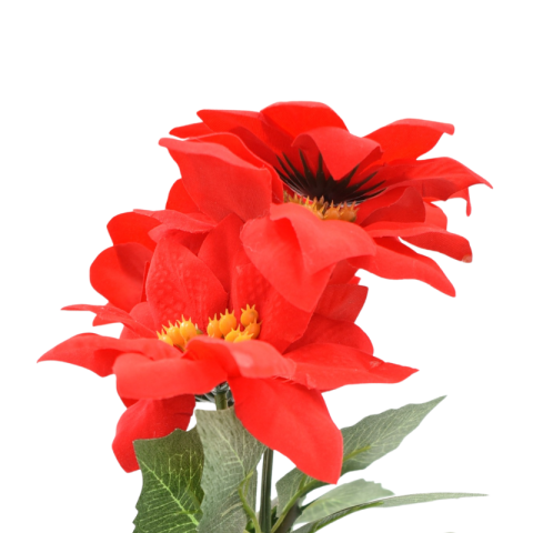 Planta artificiala in ghiveci cu floare rosie decoratiune de Craciun 27 cm [2]