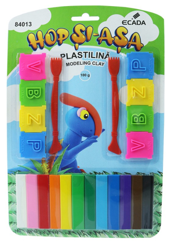 Artă și creativitate - Set plastilina ECADA 12 culori cu 10 forme modelaj