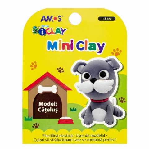 Plastilină - Plastilina AMOS iClay Mini Clay model catelus 4 culori 30g