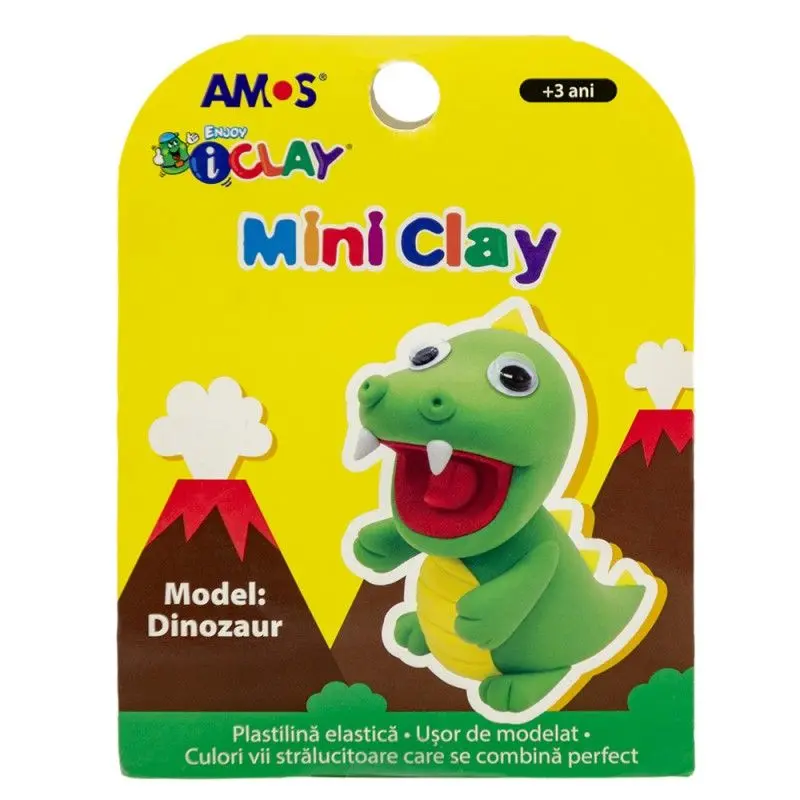 Noutăți Librăria Compas - Plastilina Amos 4 culori /cutie  PVC Mini  dinozaur 30g