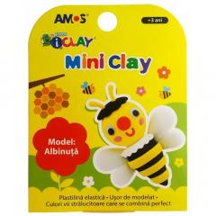 Noutăți Librăria Compas - Plastilina Amos 4 culori /cutie PVC Mini albina 30g