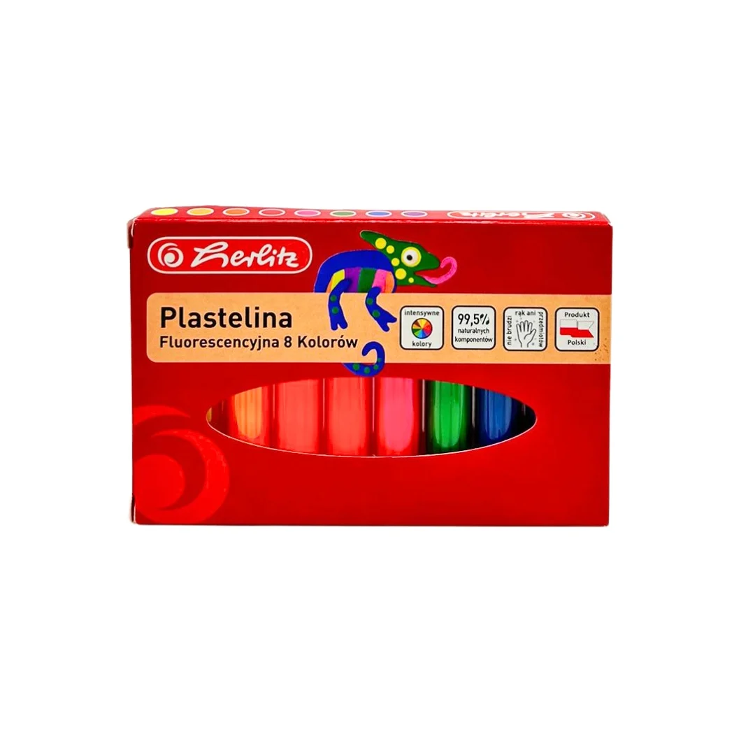 Plastilină - Plastilina set 8 culori neon Herlitz