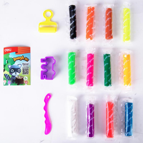 Plastilina soft airdry galetusa 12 culori 140g Deli [1]