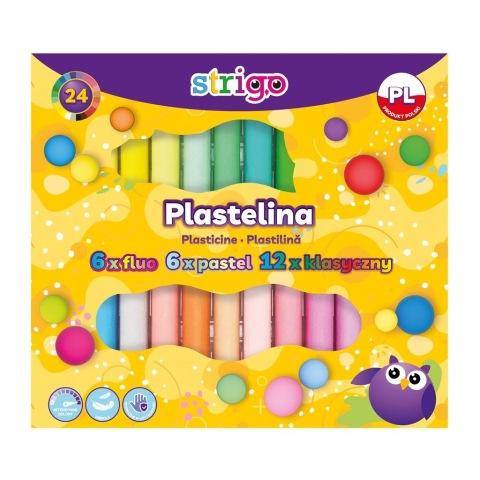 Plastilină - Set plastilina Strigo 24 culori fluorescente pastel si clasice