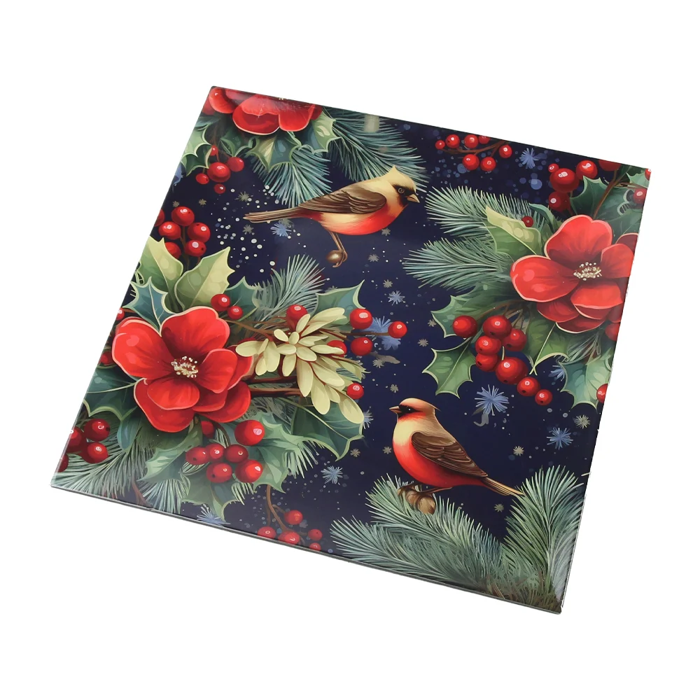 Noutăți Librăria Compas - Platou de Craciun din plastic 30x30cm pasari