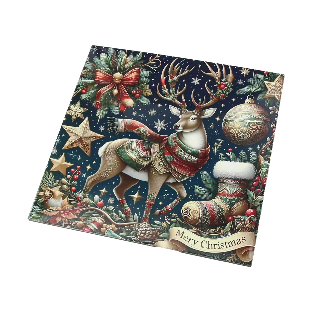 Noutăți Librăria Compas - Platou de Craciun din plastic 30x30cm ren