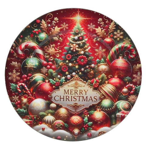 Noutăți Librăria Compas - Platou de Craciun din plastic 33cm brad impdobit