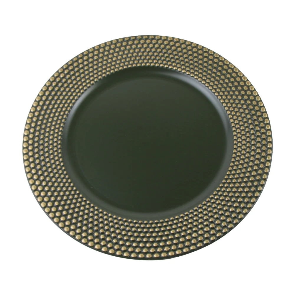 Noutăți Librăria Compas - Platou de Craciun din plastic 33cm verde auriu