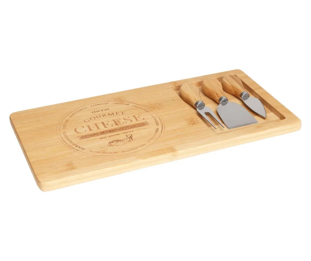Articole pentru bucătărie - Platou servire branzeturi cu 3 cutite Koopman 38 x 18.5 cm