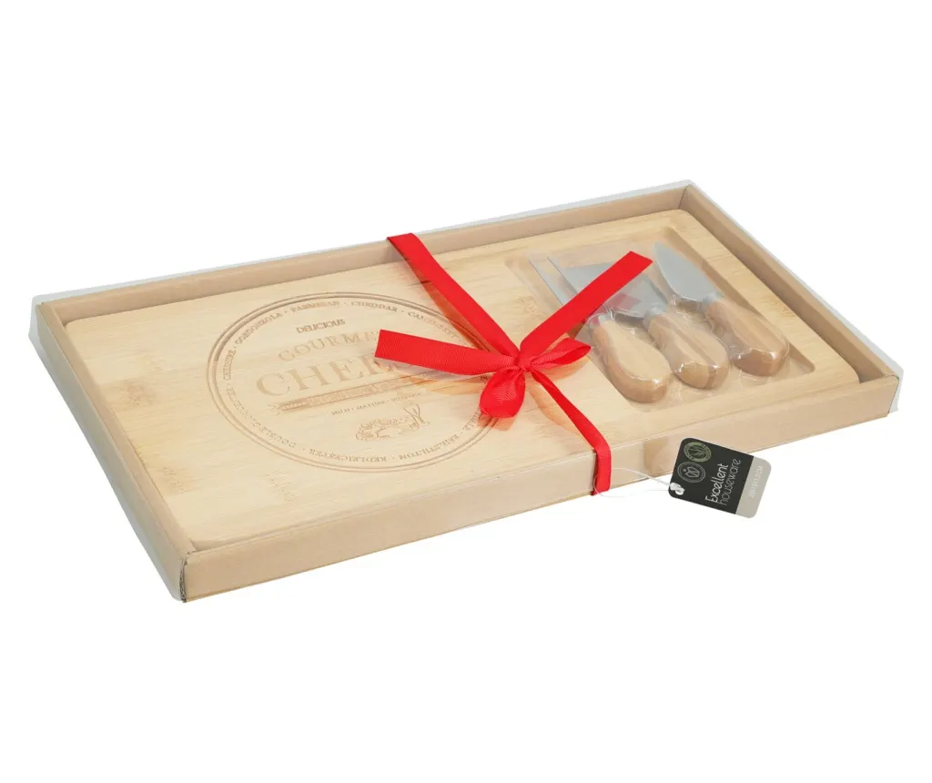 Platou servire branzeturi cu 3 cutite Koopman 38 x 18.5 cm [1]