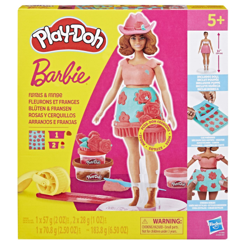 Jucării creative și senzoriale - PLAY DOH BARBIE SET PLASTELINA CREATII VESTIMENTARE CU FLORI SI FRANJURI COWBOY
