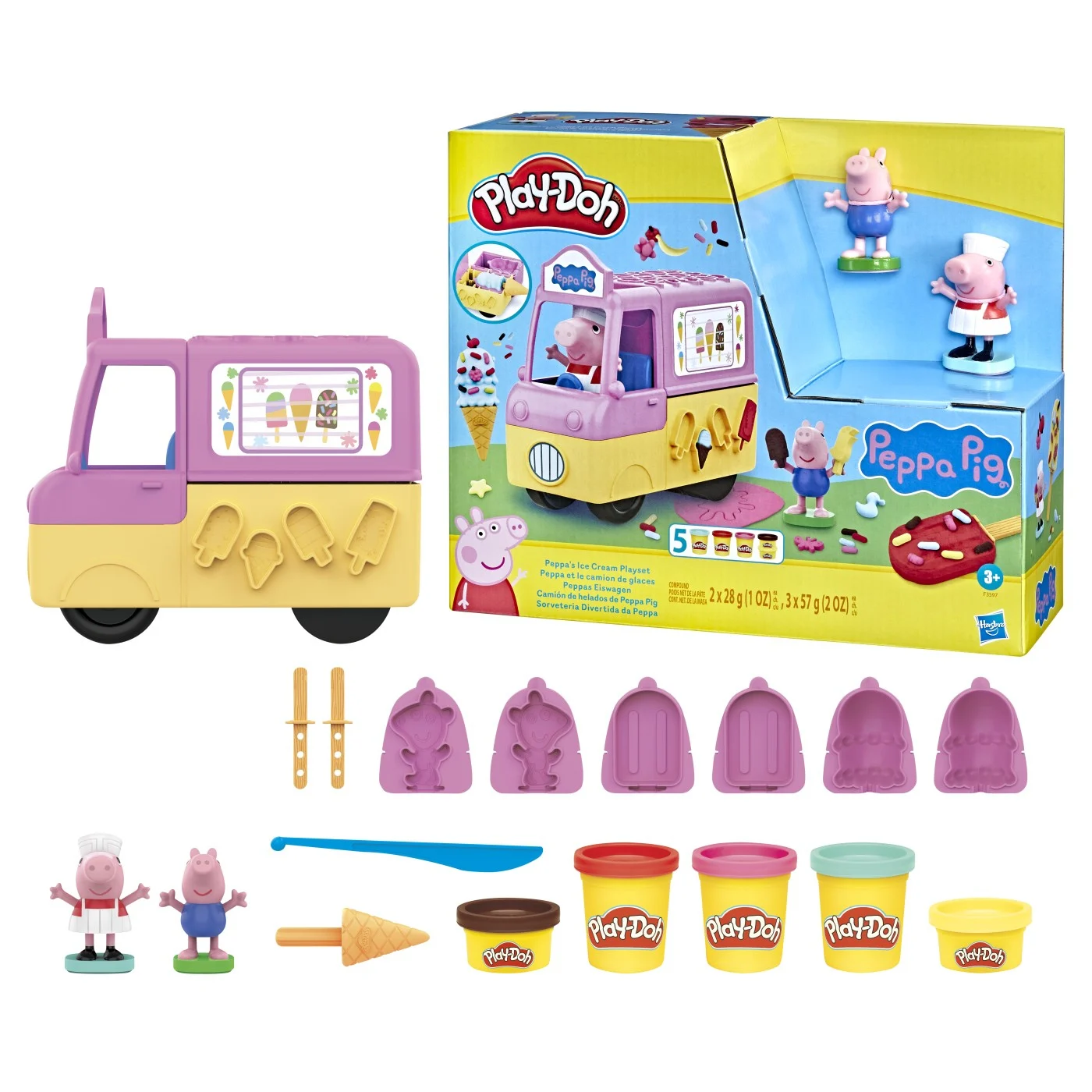 Plastilină și nisip kinetic - Play-Doh Peppa Pig si Masina de Inghetata