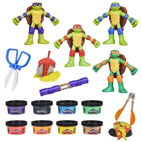 PLAY DOH POVESTIRI CU TESTOASE NINJA ADOLESCENTE MUTANTE SET PLASTELINA CREATII COWABUNGA [1]