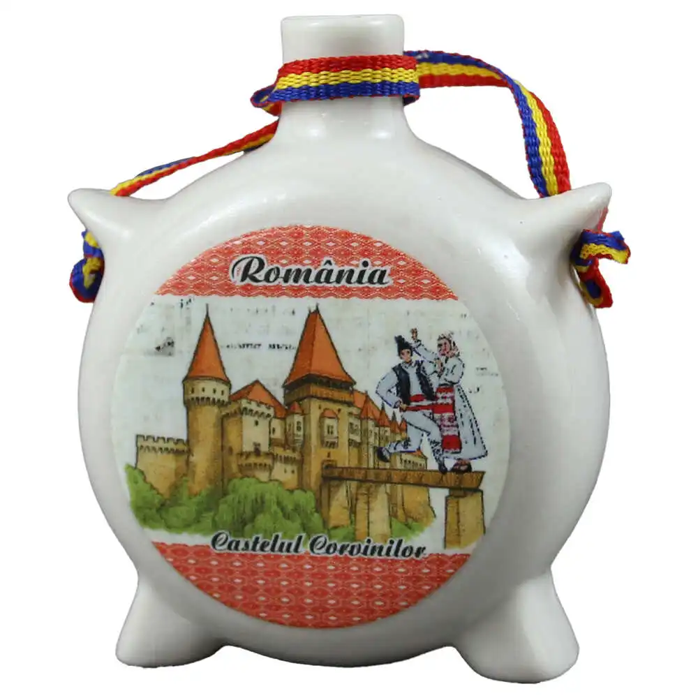 Casă și decorațiuni - Plosca decorativa Romania 8 cm Castelul Corvinilor