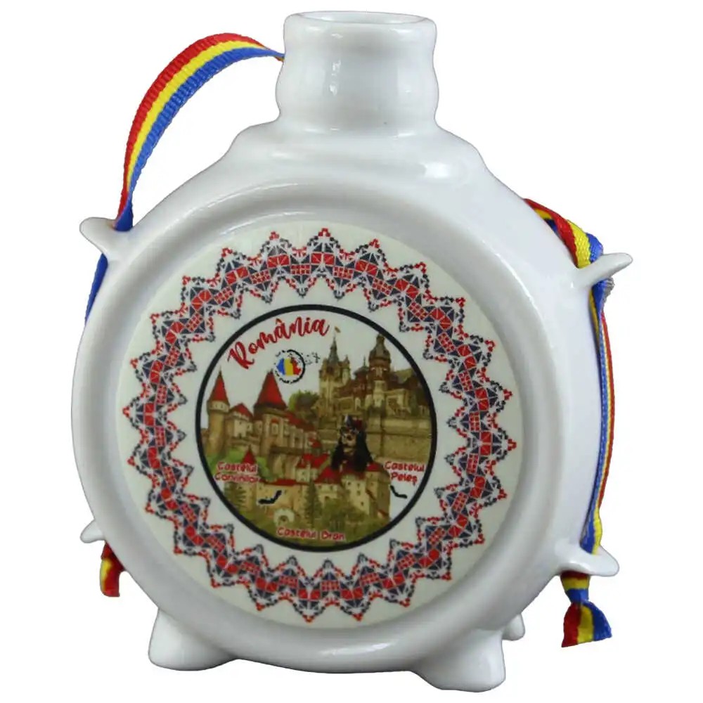 Băuturi și accesorii - Plosca decorativa Romania Castelele Romaniei 9 cm