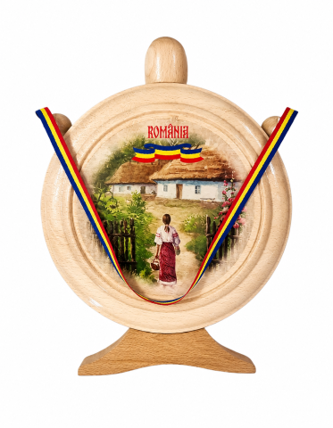 Casă și decorațiuni - Plosca din lemn cu imagini traditionale