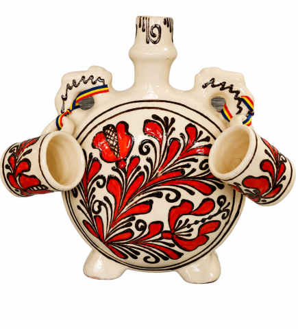 Casă și decorațiuni - Plosca mare ceramica cu doua pahare