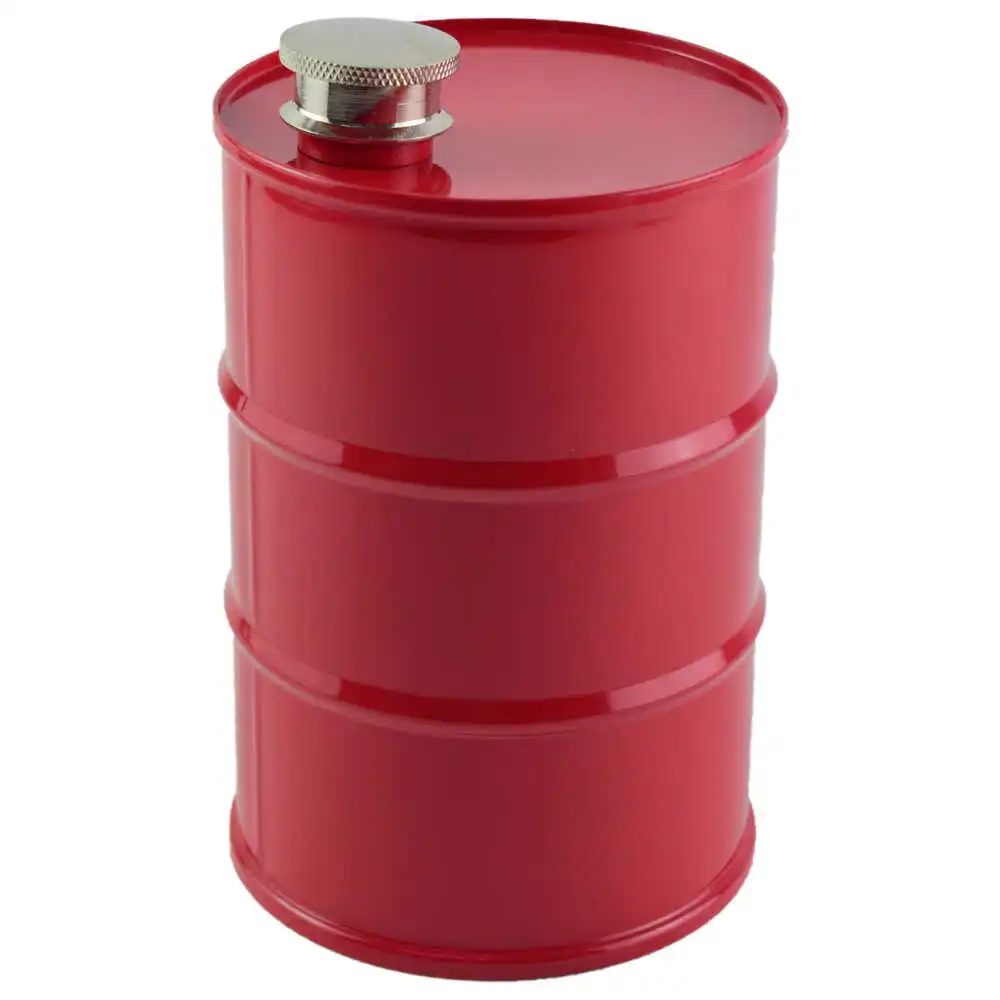 Băuturi și accesorii - Plosca din metal in forma de butoi 9x15 cm rosu