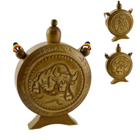 Casă și decorațiuni - Plosca sculptata din lemn 20 x 7 x 28 cm