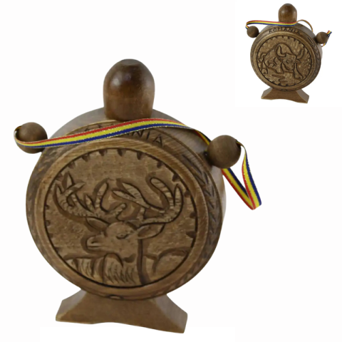 Casă și decorațiuni - Plosca sculptata din lemn 15 x 22 cm