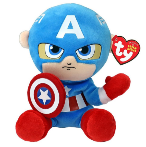 Jucării de pluș - Plus Ty Beanie Babies Soft Marvel Captain America 15 cm