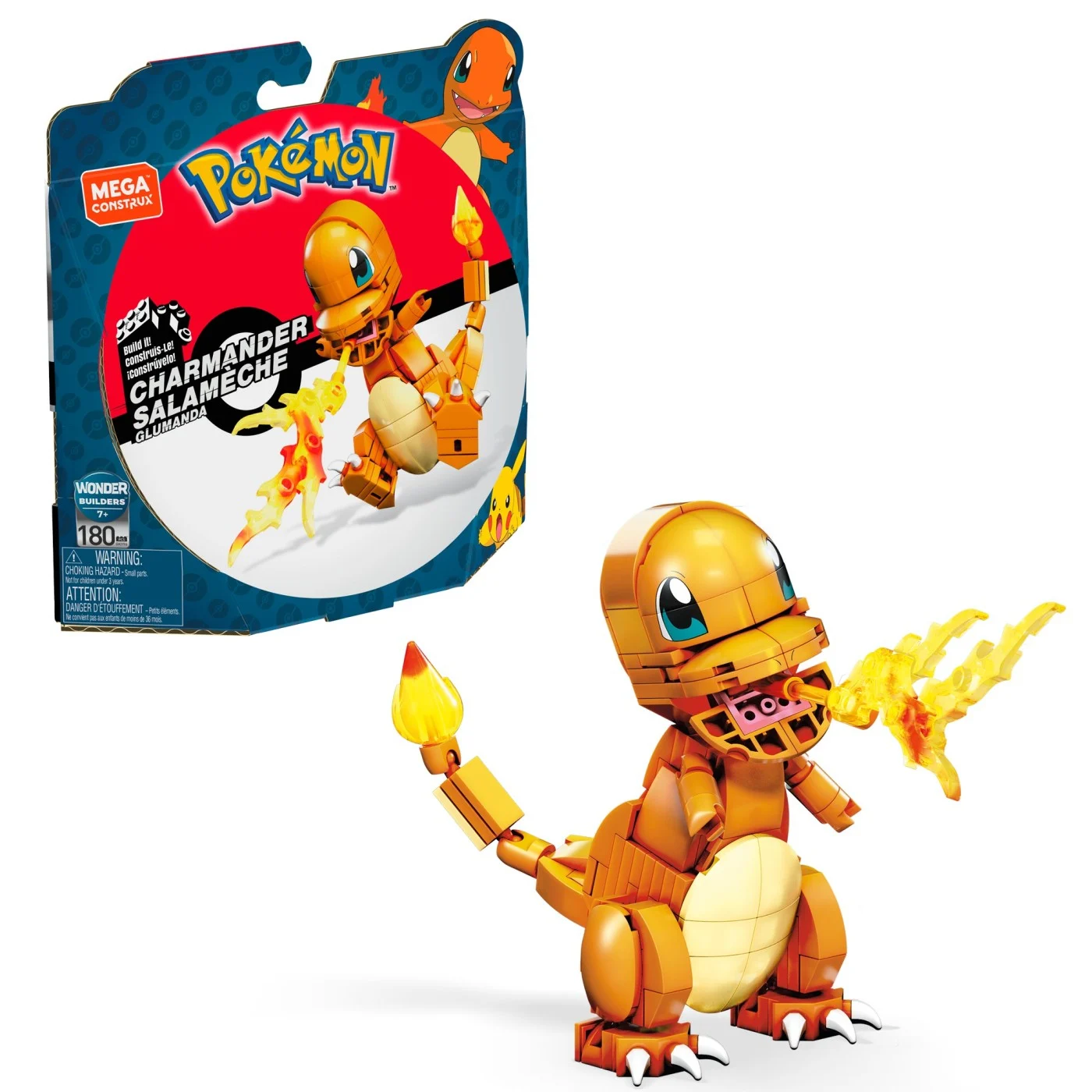 Jocuri de construcție și cuburi - Pokemon Mega Construx Set de constructie Charmander 180 piese